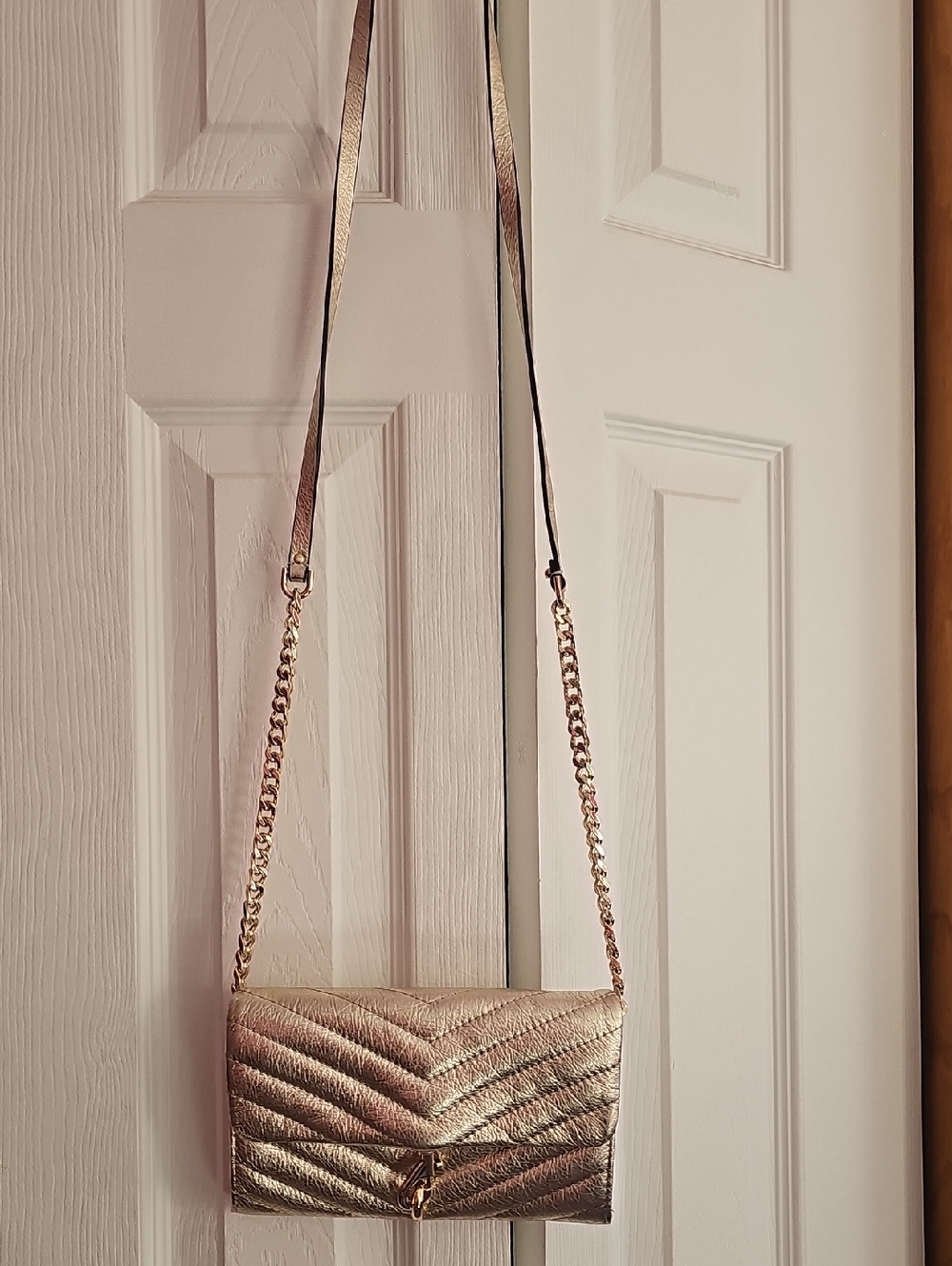 Rebecca Minkoff Metallic Gold Quilted Crossbody Bag